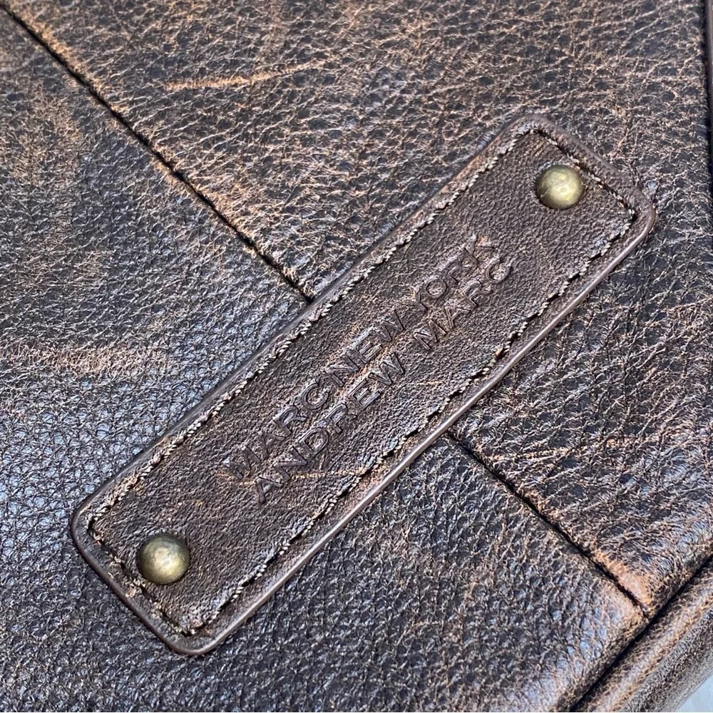 Marc New York Andrew Marc Brown Leather Crossbody Bag Multiple Zipper Pockets